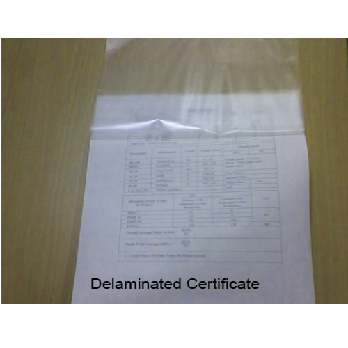 Lamination Removal From Certificates Or Documents