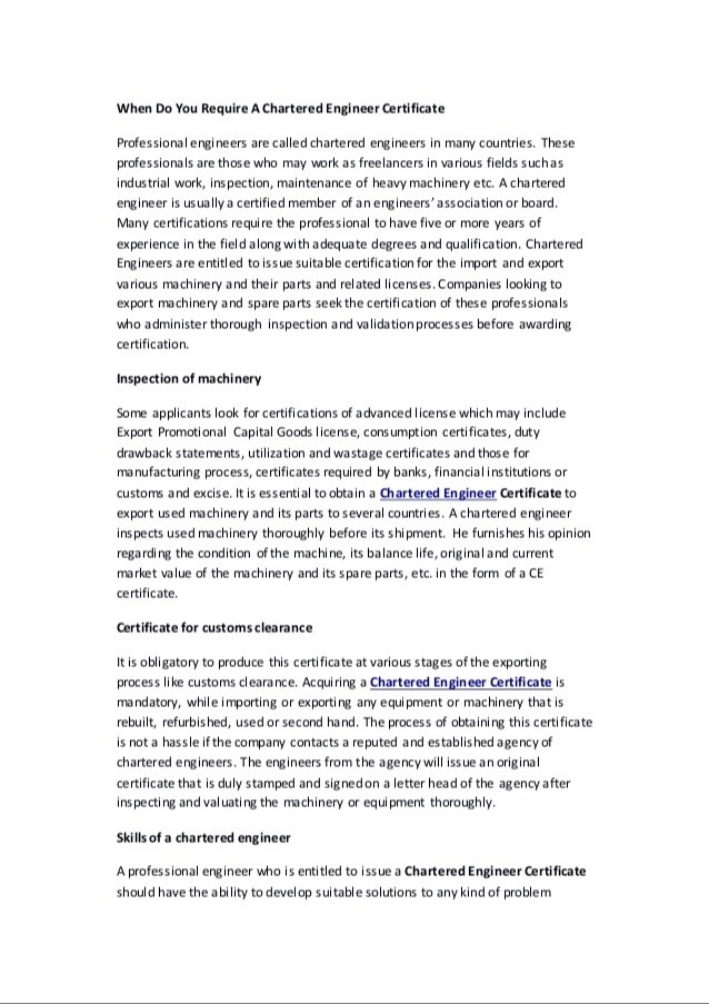 Chartered Engineer Certification