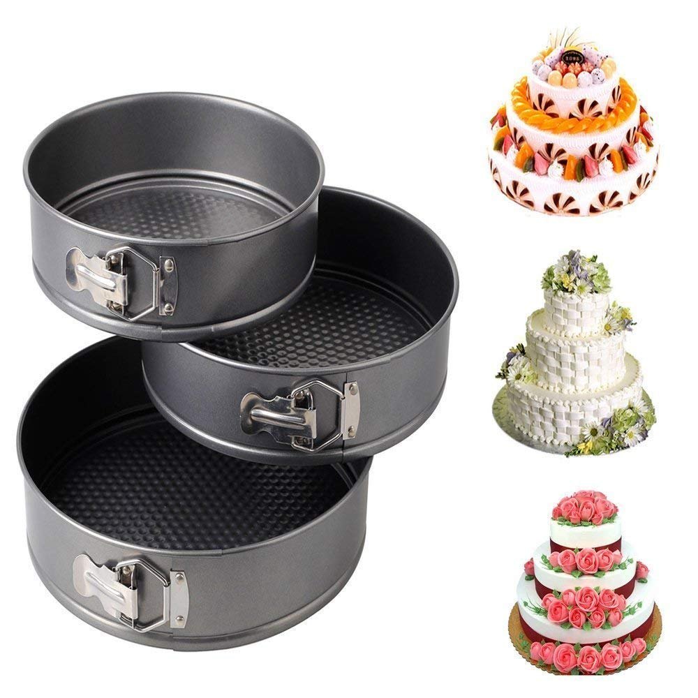 Black Aluminium 3 Pcs Round Cake Mould Set
