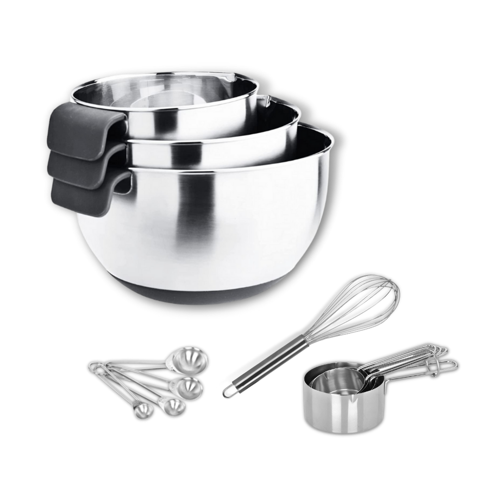 Silver Stainless Steel Bakeware Mixing Tools Set, Inside Outside Finish: Glossy, Thickness Millimetre: 8 mm
