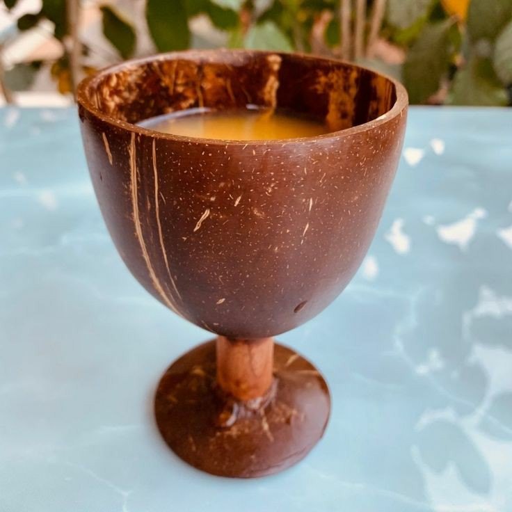 Brown Coconut Shell Wine Glass