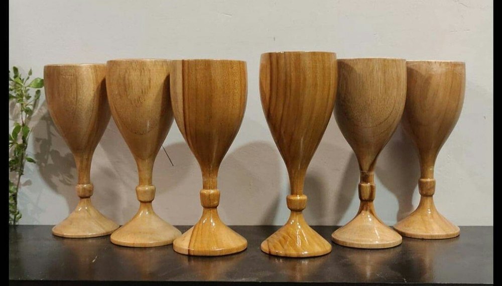 Royal Look Premium Wooden Wine Glass , Teak Wood