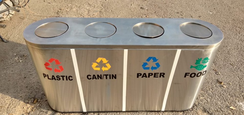 S/Steel 4 in 1 Recycle Swing Bin