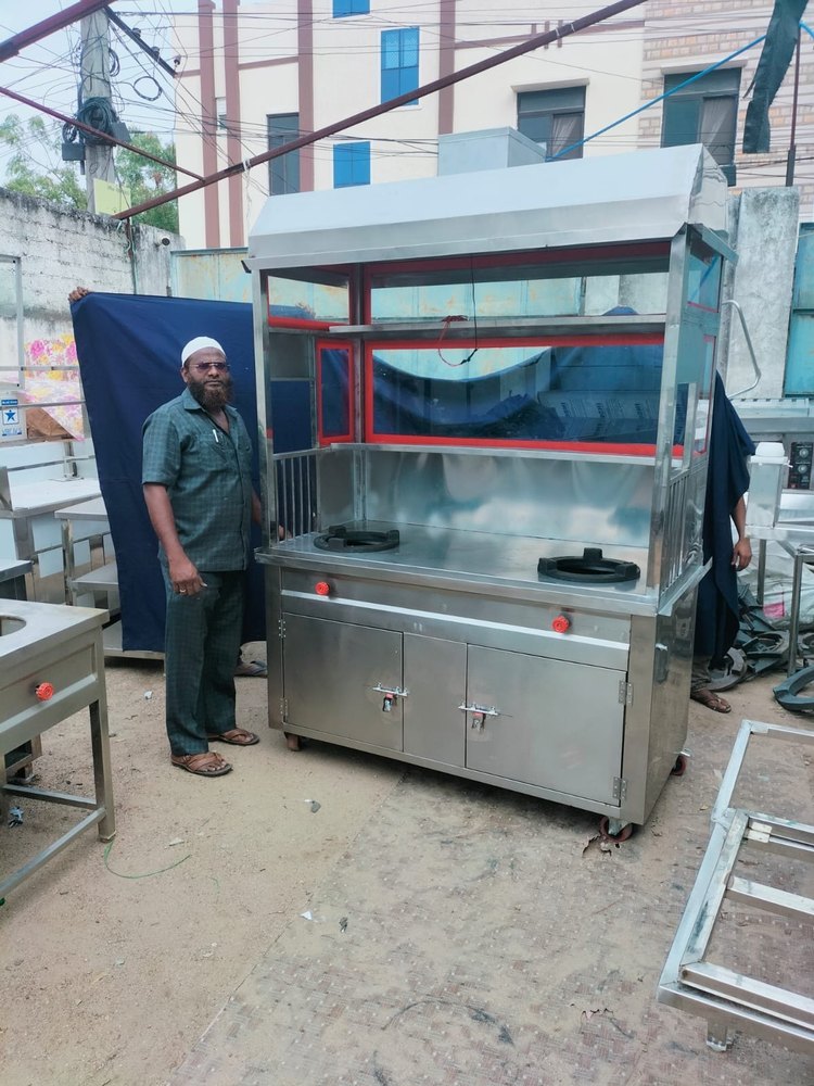 silver Stainless Steel Fast Food Stall, Vehicle Model: None