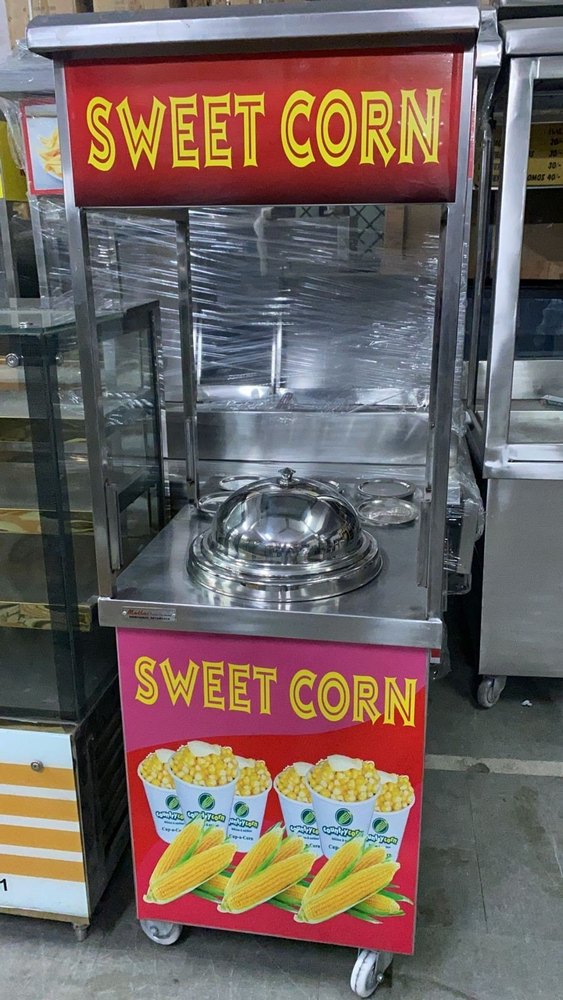 Stainless Steel Red Sweet Corn Trolley, For Restaurant, Vehicle Model: Cart