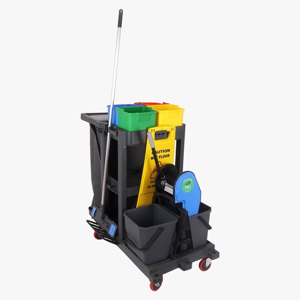 KC Green Plastic Multi Function Janitorial Housekeeping Cart, Model Name/Number: GR-888, Cart Size: 580x910x1050mm