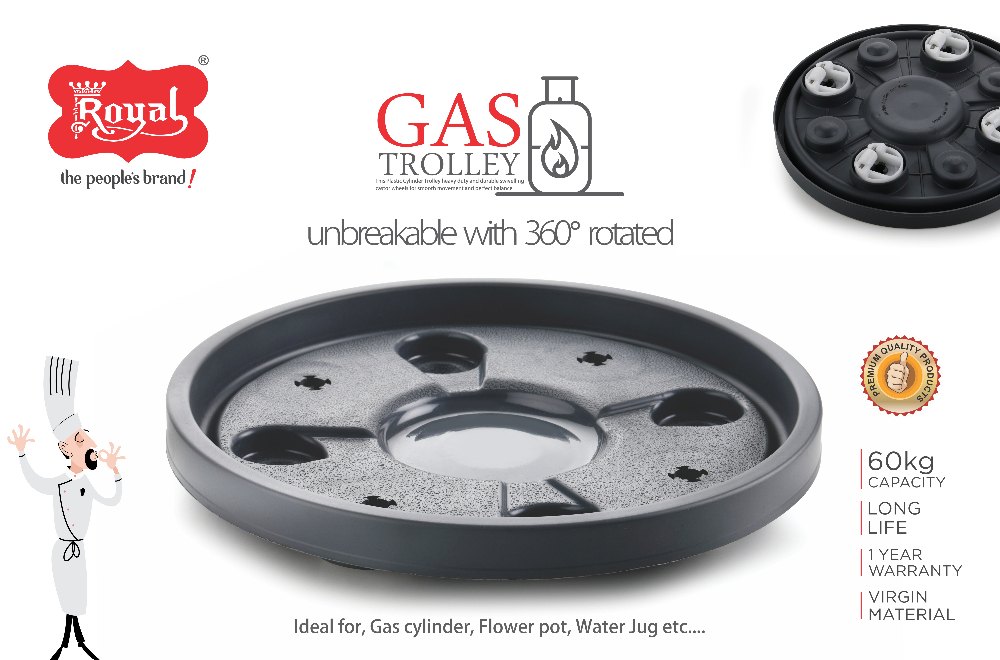 Royal Black Cylinder Trolley, For Home, Load Capacity: 60 KG