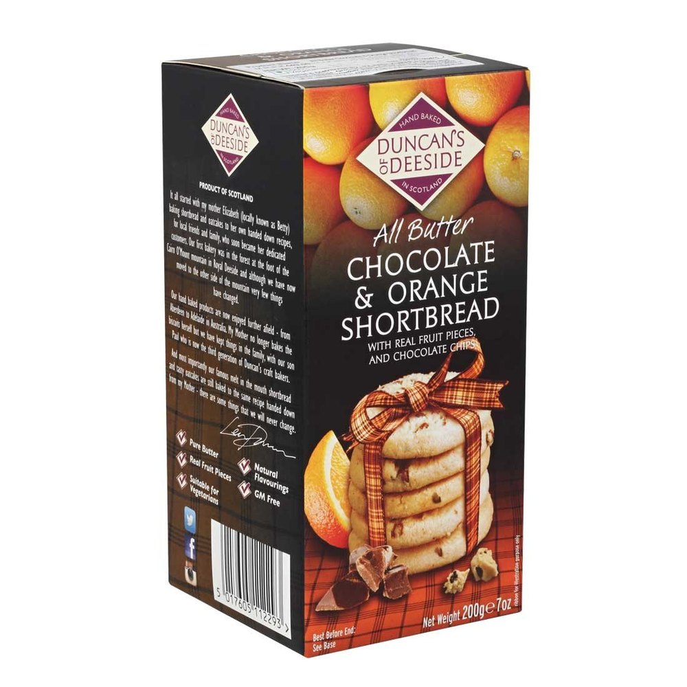 Round Imported Duncan\'s Chocolate & Orange Shortbread 200gm