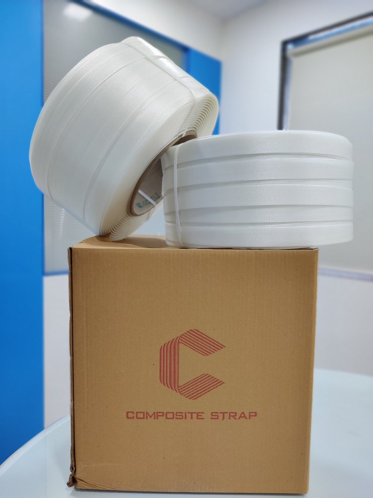 Solids White Polyester Composite Corded Strap, Packaging Type: Box, Size: 25mm