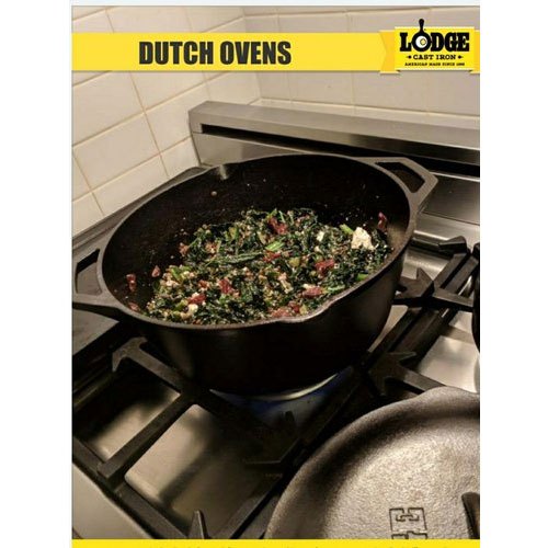 Black Round 1.89 Litre Lodge Cast Iron Dutch Oven Casserole, For Kitchen