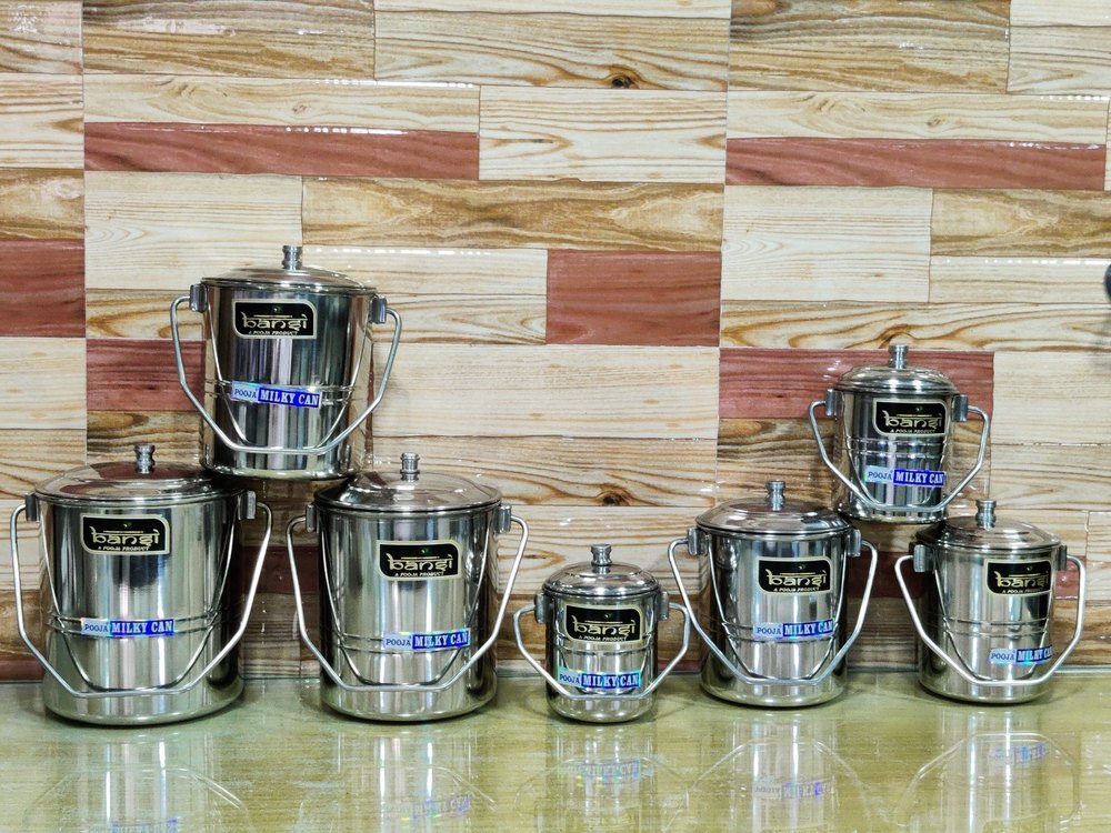 Silver Stainless Steel Milk Pot, For Home, Size: 8x14
