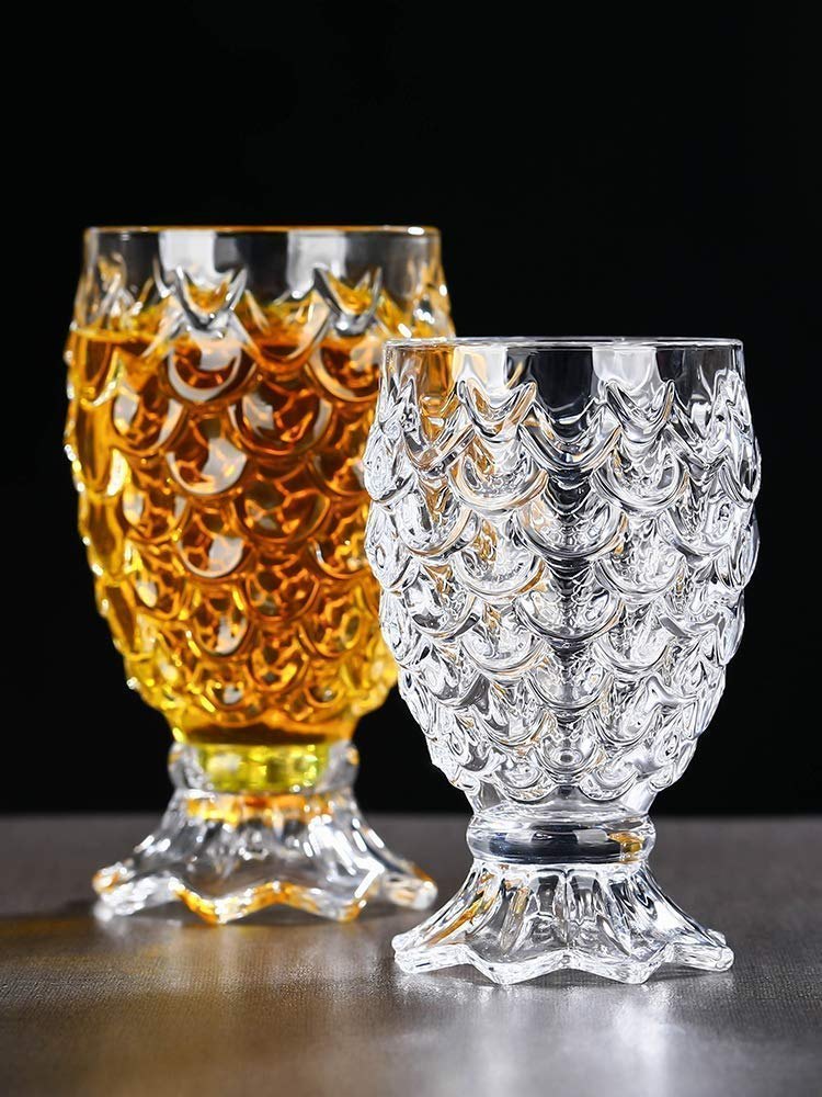 Fancy Juice Glasses Set, Pineapple Shape Glass for Water 6 pis Coffee, Cold Drink