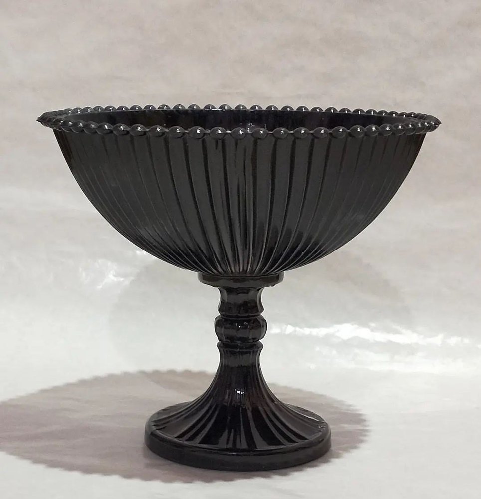 Unity Glass Decorative Bowl With Glass Stand With Black Matt Color