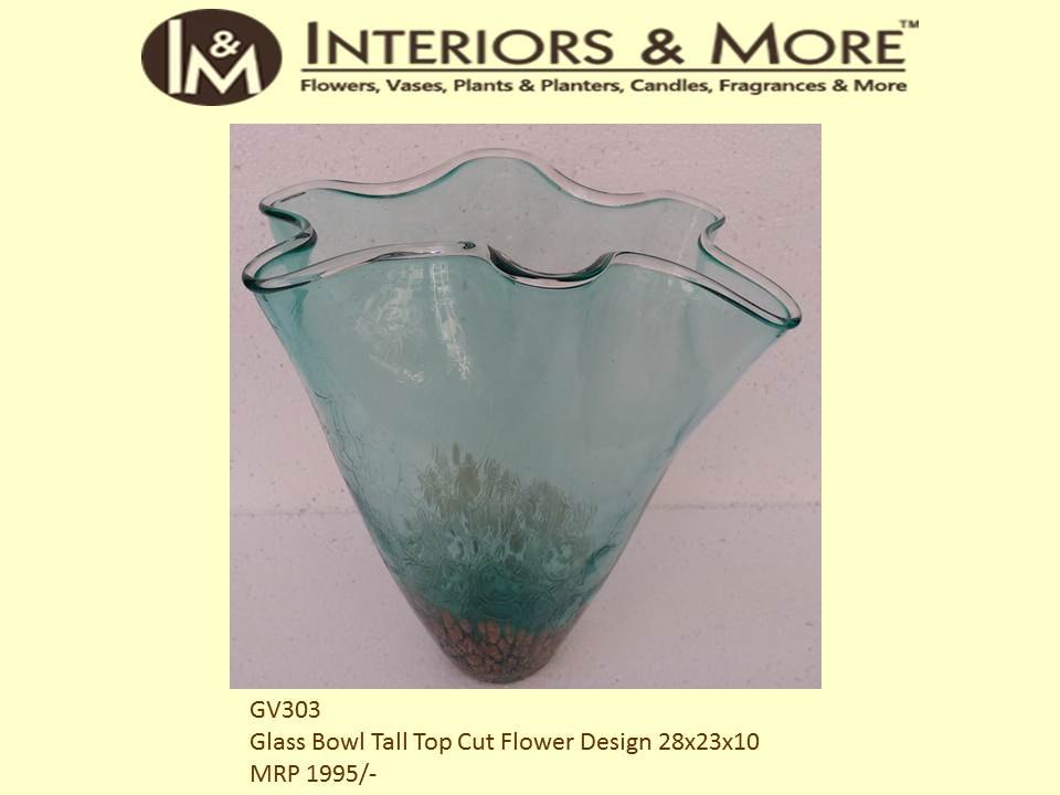 Glass Bowl Tall Top Cut Flower, For Home, Size: 28 X 23 X 10 Cm