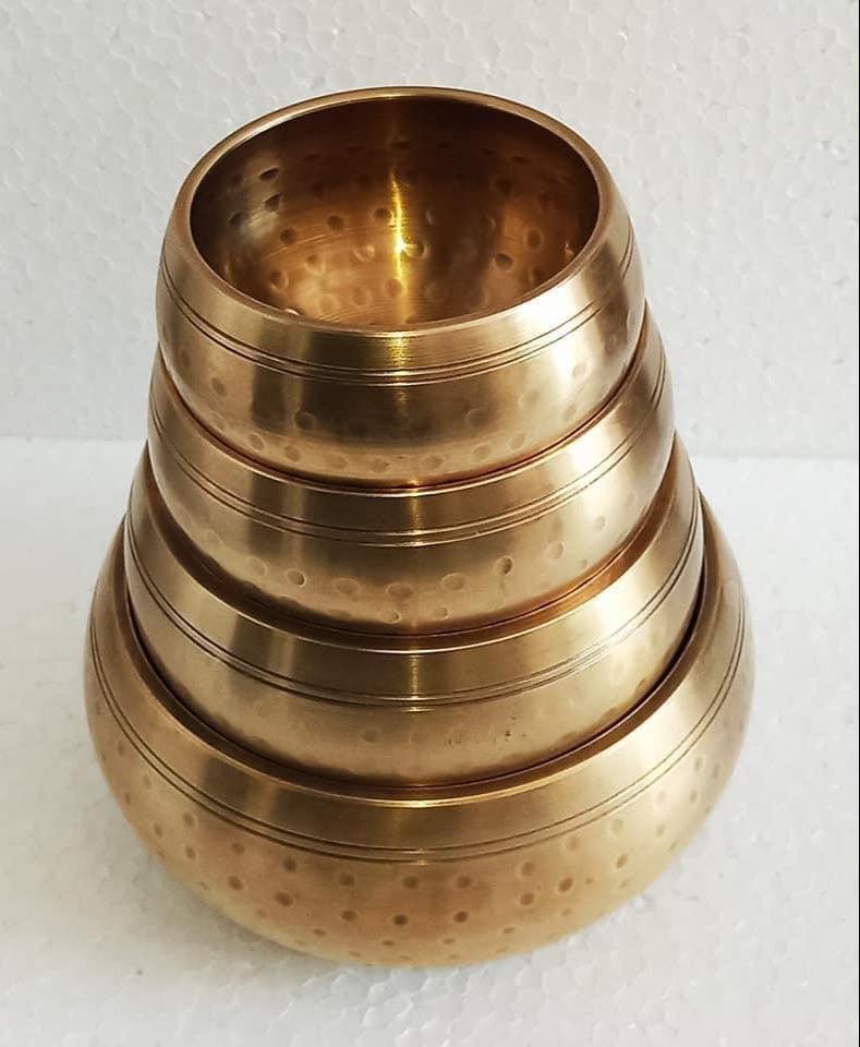 Round Shrinath Art Gallery Brass Casted Hammered Bowl, For Home