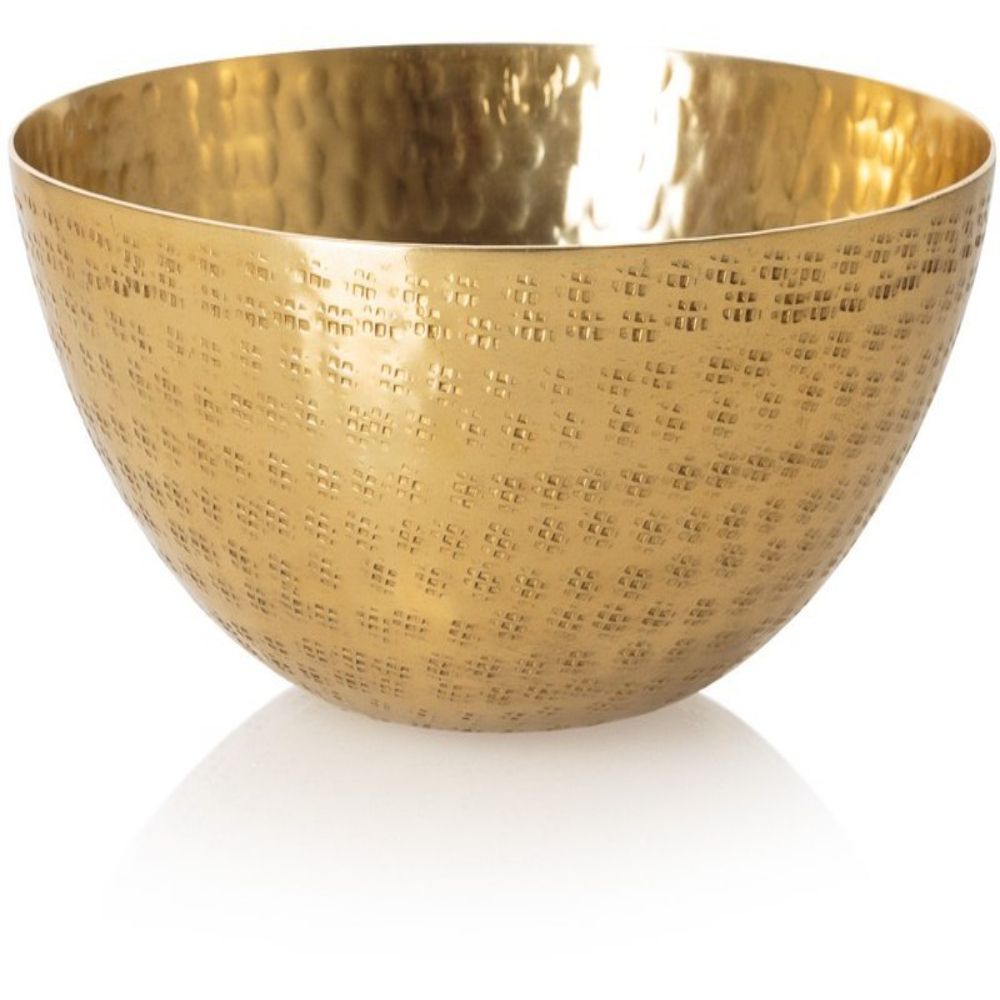 Round Gold Brass Hammered Bowl, For Gift