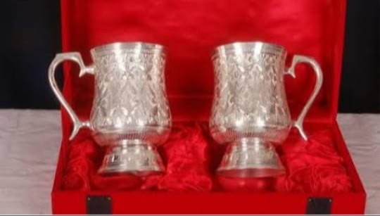 Silver Brass Coffee Mug Set