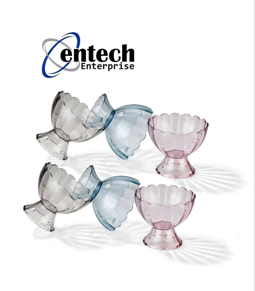 Transparent Unbreakable Plastic Ice Cream Cup 6 Piece Set, Size: 10 Inch