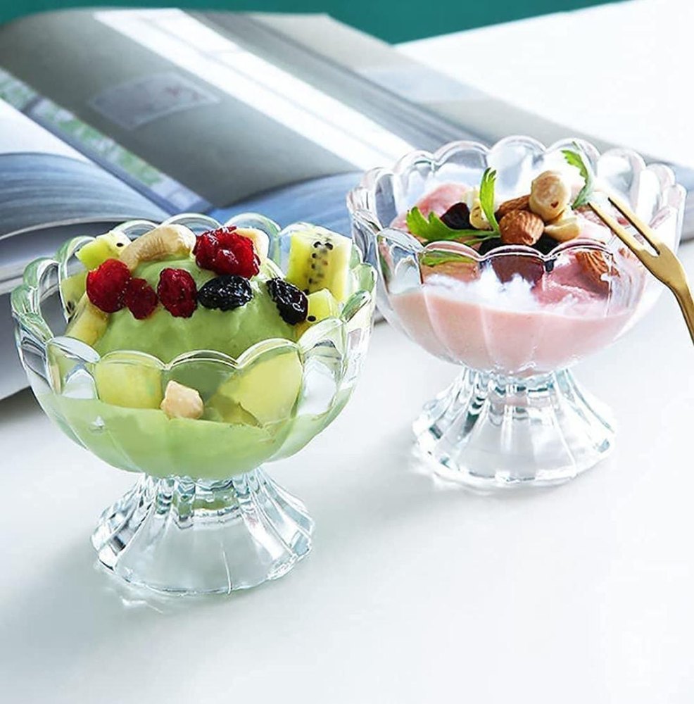Transparent Plastic ice cream cup 6 pcs set, Size: 250ml