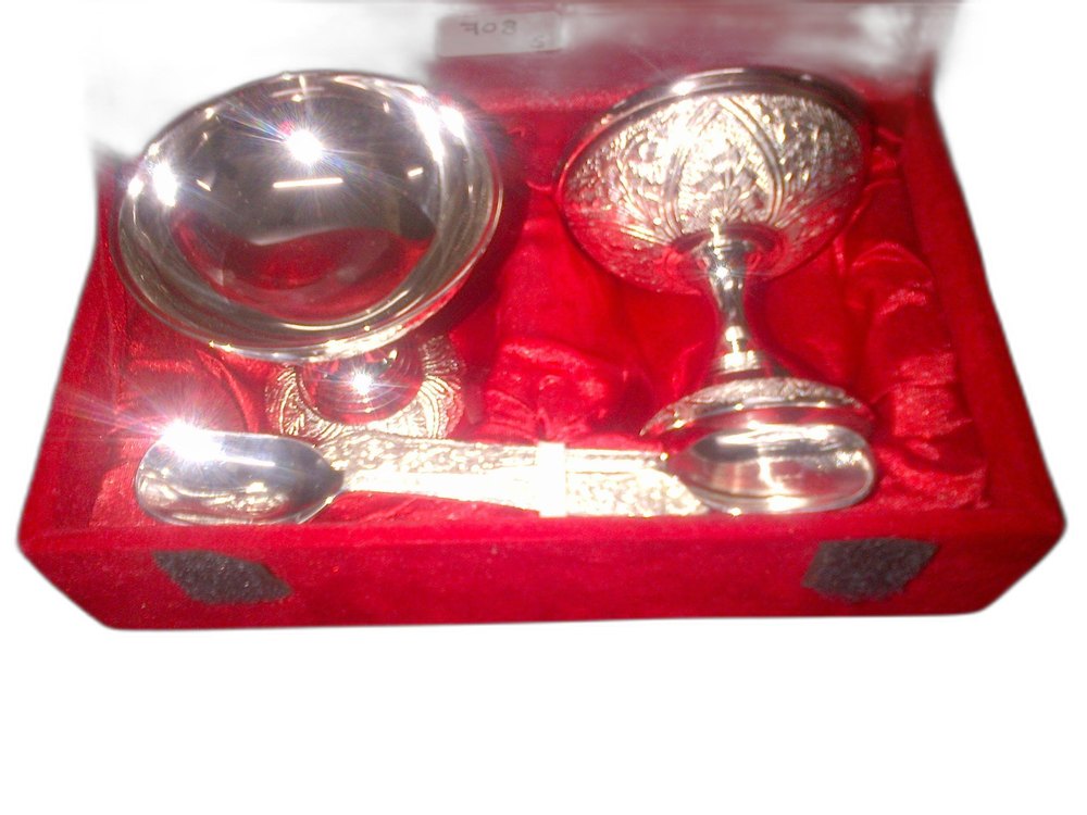Stainless Steel Silver Plated Ice Cream Set