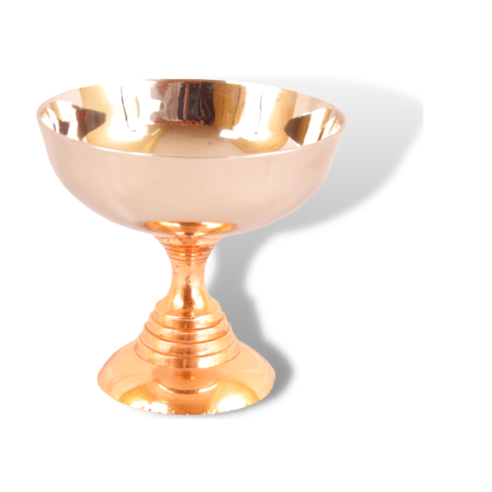 Steel Copper Ice Cream Bowl With Brass Stand