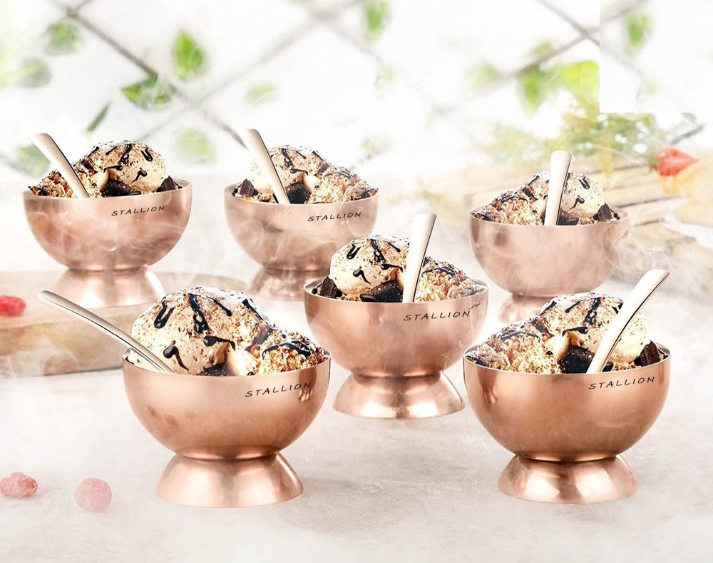 Copper Finish Stainless Steel Ice Cream Bowl