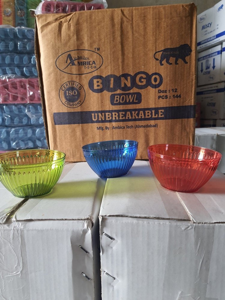 ambica tech Multicolor Bingo Bowl Colour Unbreakable, plastic PETE bowl, For home, hotel or restaurants, Size: 350ml