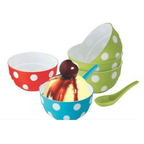 Seleno Plastic Blue and Red Plastic Ice Cream Bowl