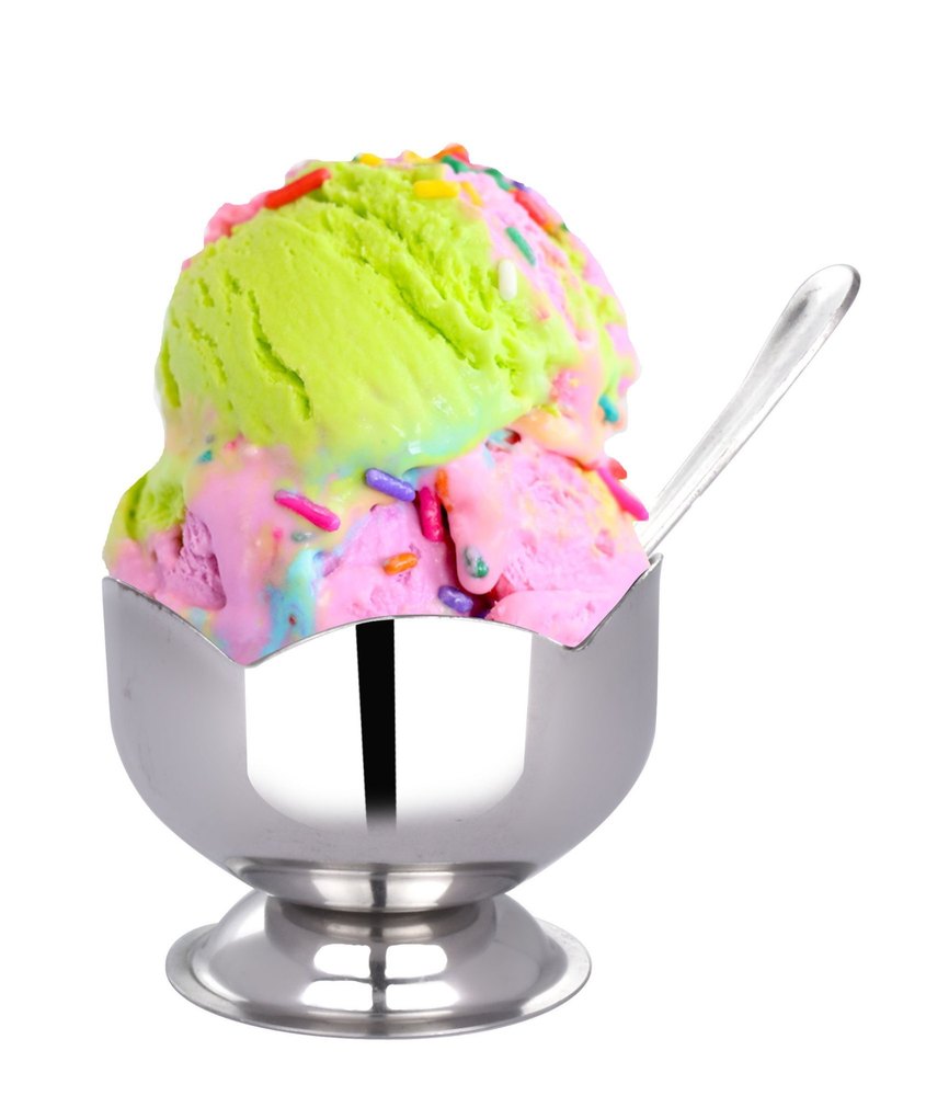STAINLESS STEEL Silver Ice Cream Bowls, For Household And Hotelware, Size: 4 Inch Diameter