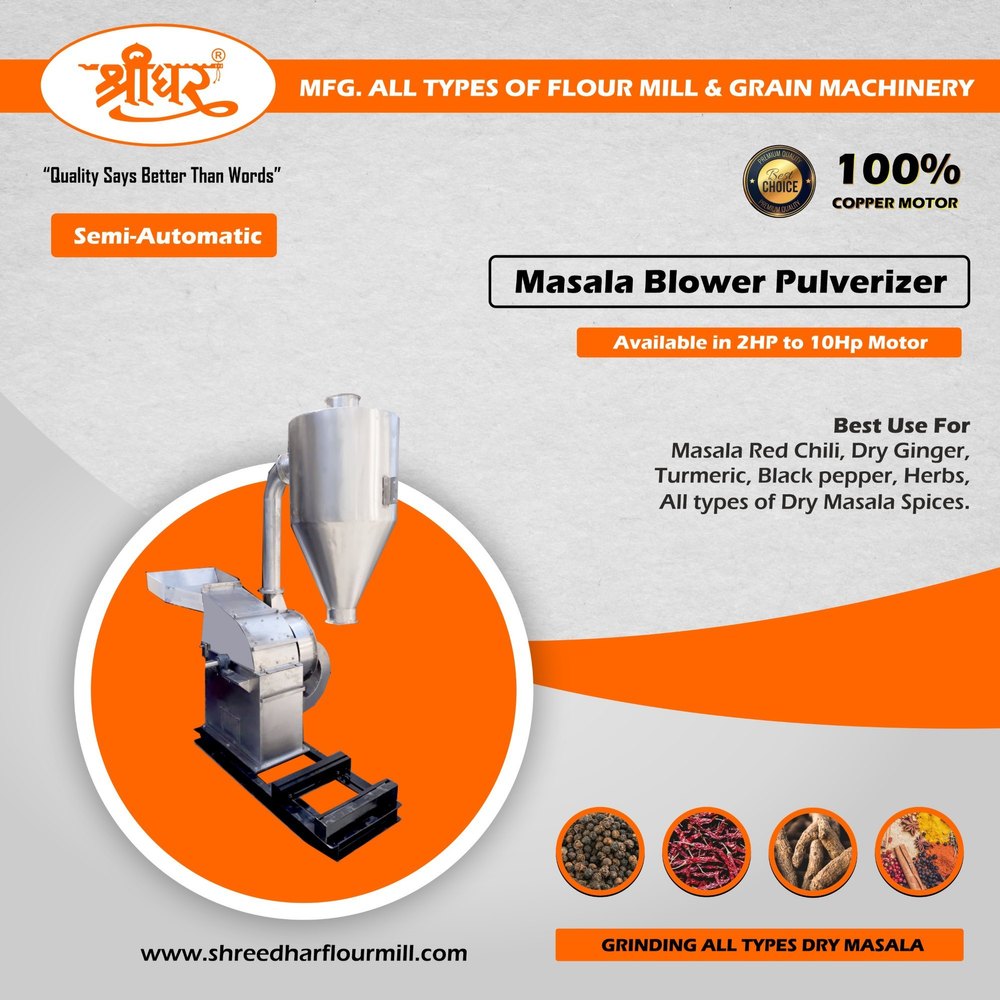 Semi-Automatic Masala Grinder Machine, Blower Pulverizer