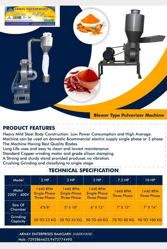 Semi-Automatic Commercial Spice Grinder Machine, For MS/SS, 30-40 KG/Hr