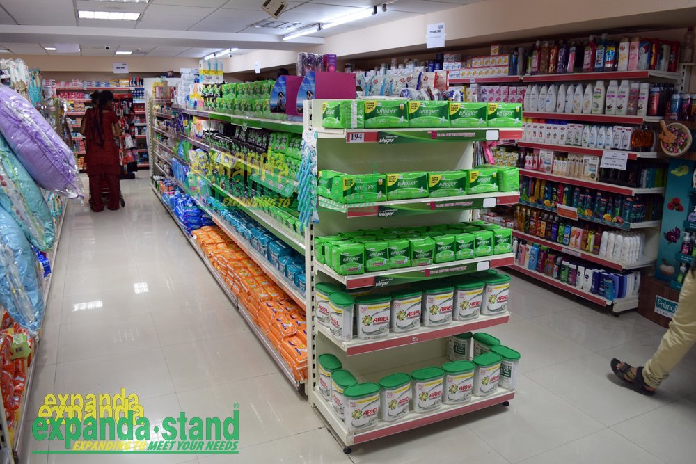 White Mild Steel Grocery Store Display Racks, for Supermarket, 5 Shelves