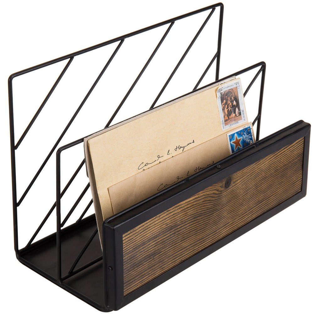 BLACK IRON Tabletop Mail Magazine Sorter RacK, 8.25x12.5x6 (h-b-l)