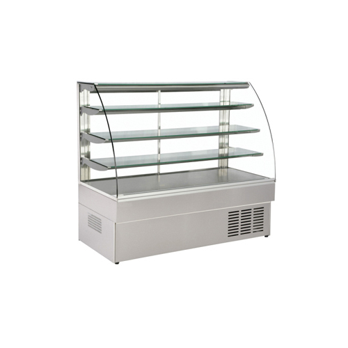 Stainless Steel Bend Glass Cold/Normal Display Counter, For Shop
