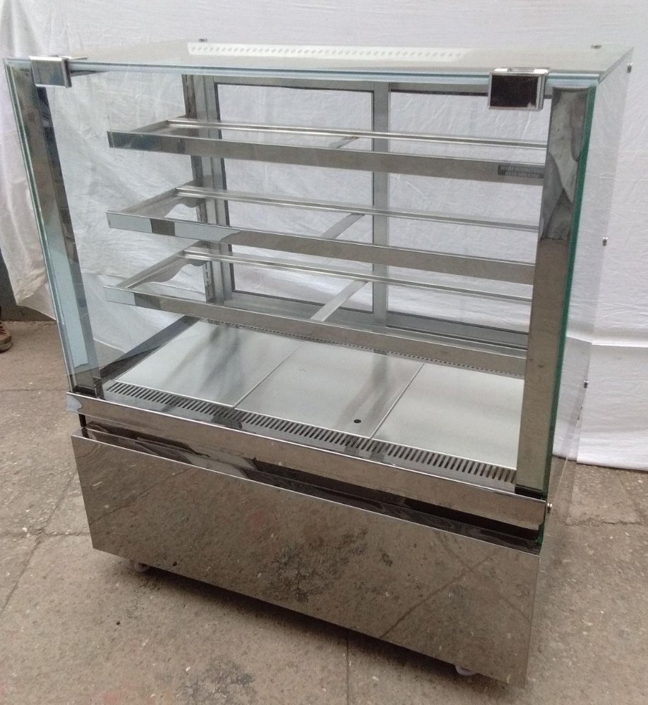 Steel Rectangular Display Counter Straight Glass