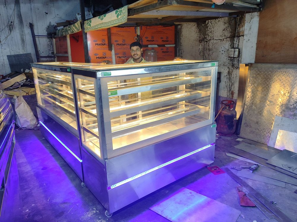 Steel color Metal COLD AND NORMAL DISPLAY COUNTER, For Commercial