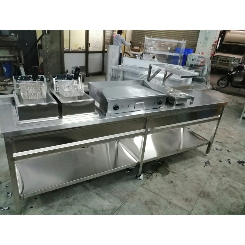 Stainless Steel Fast Food Counter, For Commercial