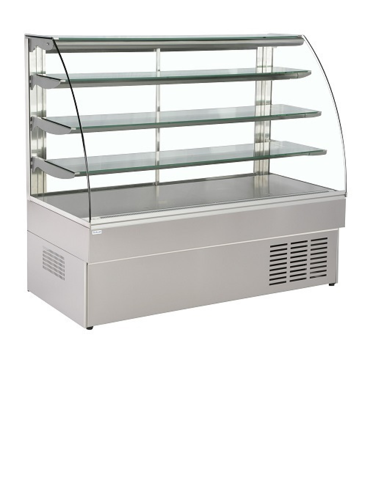 Stainless Steel Curved Glass Display Counter, For Bakery