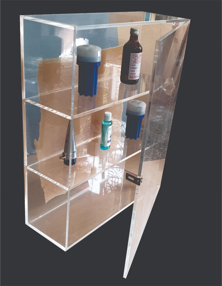 Transparent Rectangle Acrylic Locking Display Case, Size: 18x6x24 Inch