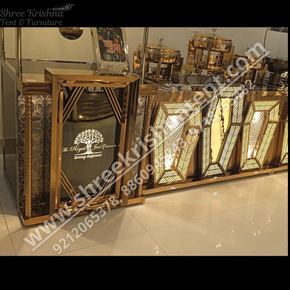 Stainless Steel Multicolor Catering LED Buffet Counter, For Hotel