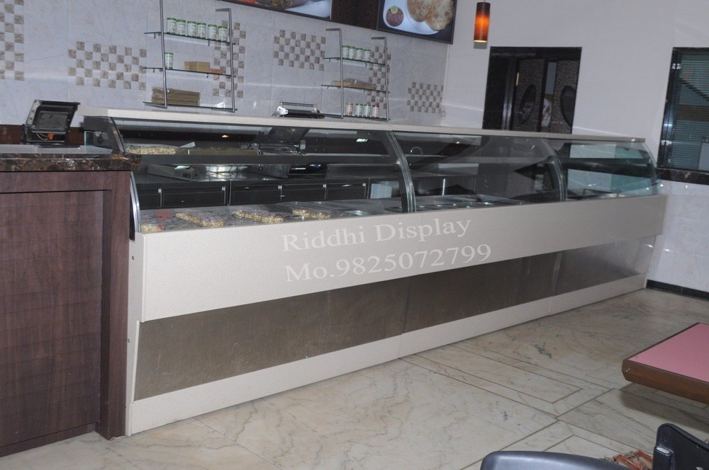 Metal Fast Food Glass Display Counter, For Shop