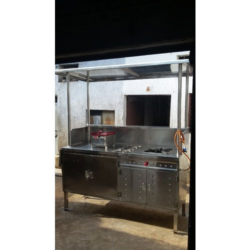 Grey Stainless Steel SS Pav Bhaji Service Counter