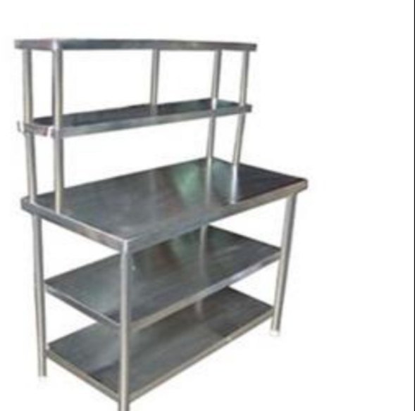 Stainless Steel Pick Up Table With 2 Ohs & 2 Under Shelves, For Restaurant