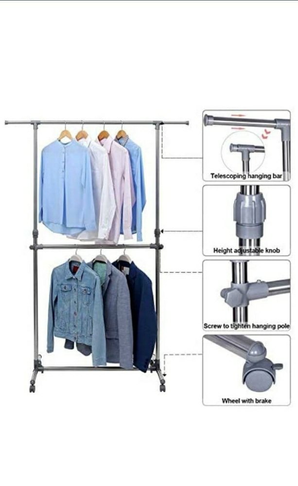 Stainless Steel Free Standing Unit 4 Feet SS Clothes Display Racks, For Showroom