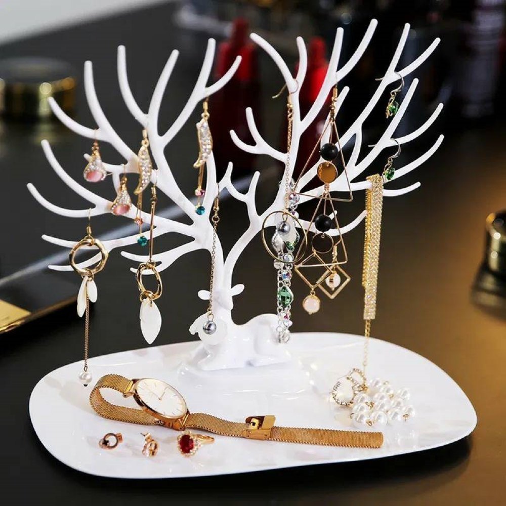 Plastic White Tree Shape Jewelry Holder
