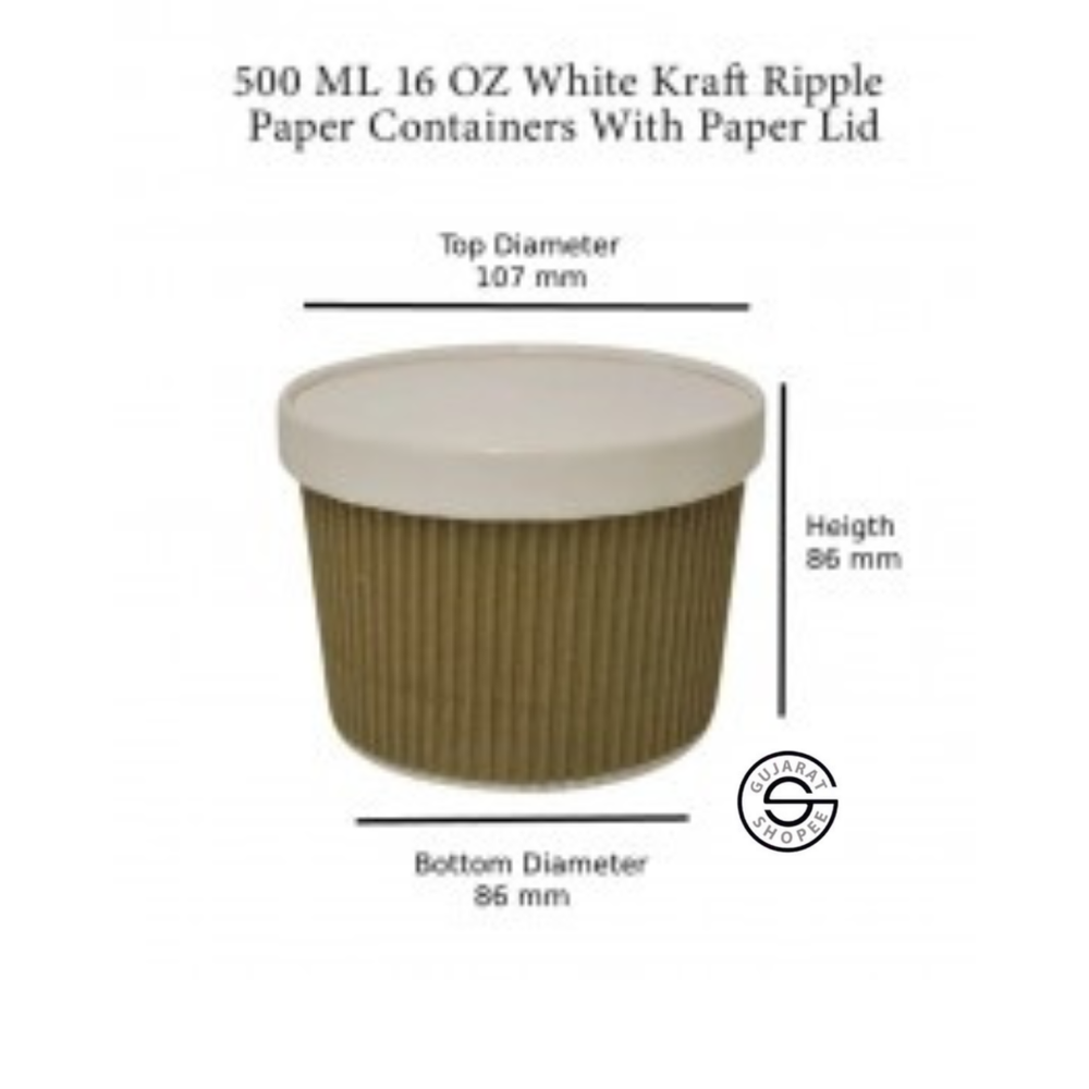 Ripple Paper Food Container With Lid 500 ml