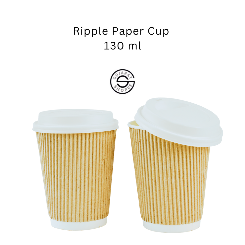 Brown Color Ripple Paper Cup 130 ml 4 oz (67 x 50 x 63 mm - top x bottom x height)