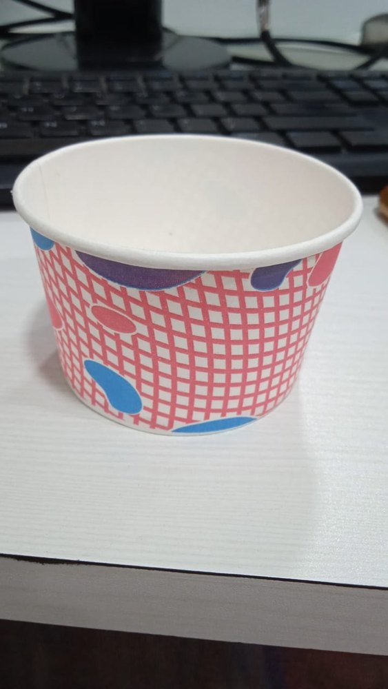 Paper Logo printed ice cream cup, 150 ml, Size: Medium