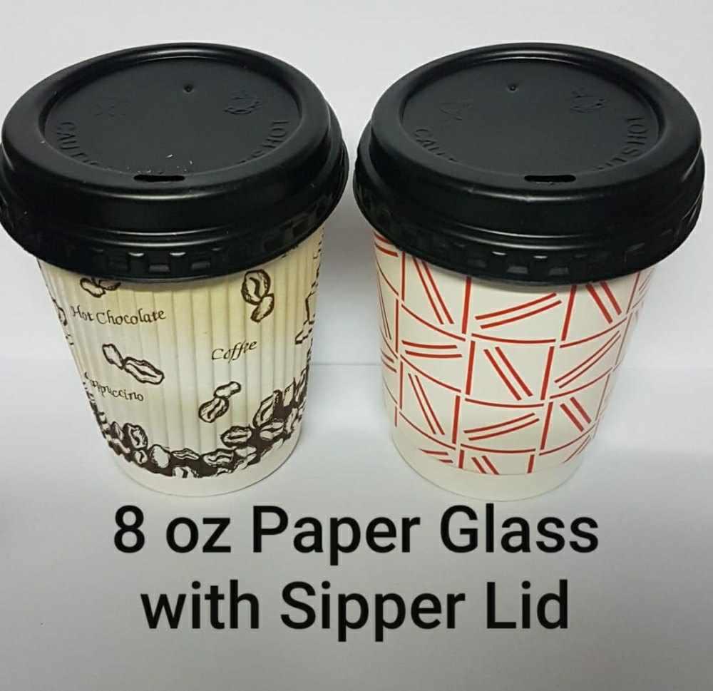 Printed Double Wall Paper Cup With Sipper Lid, Size: 250ml, Capacity: 250 ml
