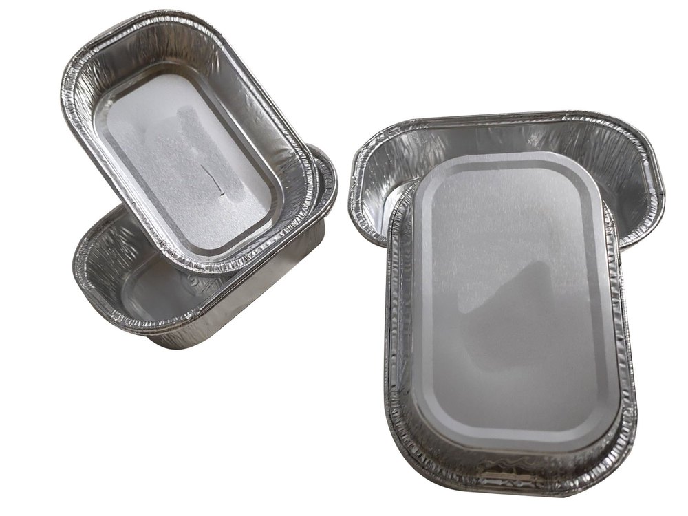 Silver Rectangular Aluminium Foil Food Container 100 ml, For Event and Party Supplies